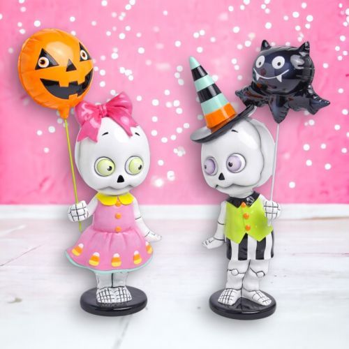 PRE-ORDER 13.5&quot; Skeleton Kids Set Of 2 Halloween Decor *SHIPS 7/2025* NEW 2025