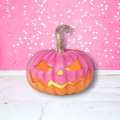 PRE-ORDER 8&quot; LED Pink/Orange Pumpkin Halloween Decor *SHIPS 7/2025* NEW 2025