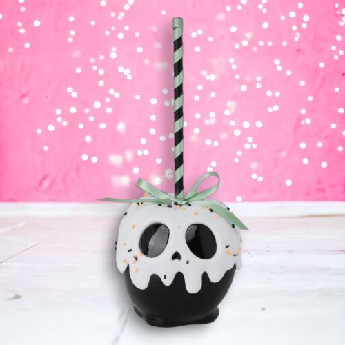 PRE-ORDER 9&quot; Black Candy Apple Halloween Decor *SHIPS 7/2025* NEW 2025