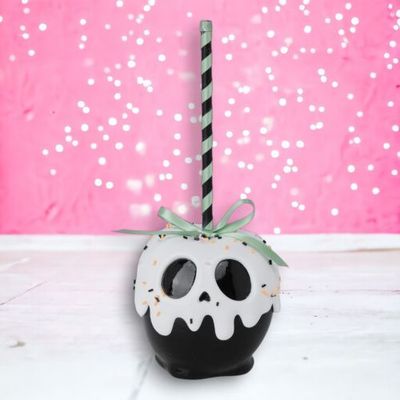 PRE-ORDER 9&quot; Black Candy Apple Halloween Decor *SHIPS 8/2025* NEW 2025