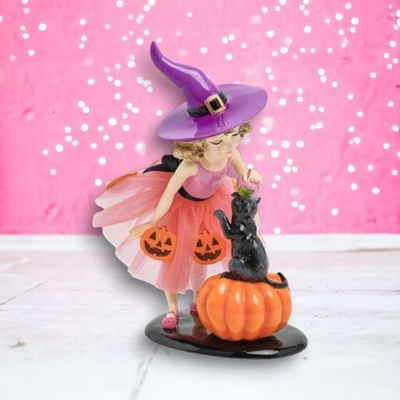 12&quot; Witch Girl With Hat Halloween Decor *SHIPS WITHIN 10 DAYS* NEW 2025