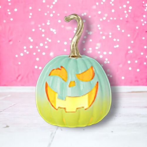 PRE-ORDER 9&quot; LED Blue/Green Pumpkin Halloween Decor *SHIPS 7/2025* NEW 2025