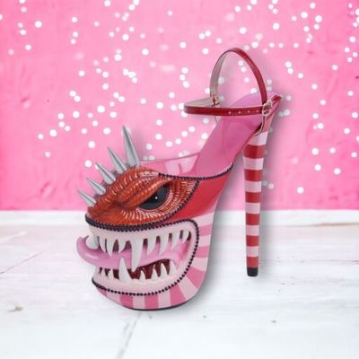 PRE-ORDER 9&quot; Monster Pink Shoe Halloween Decor *SHIPS 7/2025* NEW 2025