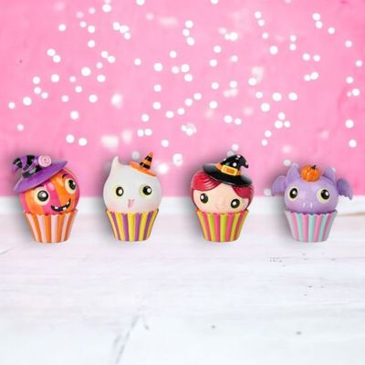 PRE-ORDER Halloween Cupcakes Set Of 4 Halloween Decor *SHIPS 7/2025* NEW 2025