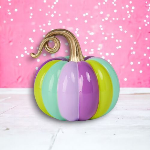 PRE-ORDER 6&quot; Striped Pumpkin Halloween Decor *SHIPS 7/2025* NEW 2025