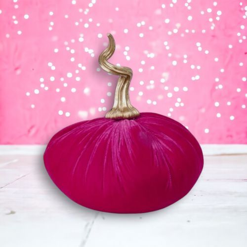 PRE-ORDER 10.5&quot; Pink Fabric Pumpkin Halloween Decor *SHIPS 7/2025* NEW 2025