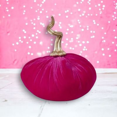 PRE-ORDER 10.5&quot; Pink Fabric Pumpkin Halloween Decor *SHIPS 7/2025* NEW 2025