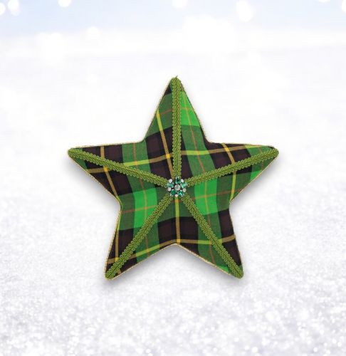 PRE-ORDER 12&quot; Green Plaid Star Christmas Decor *SHIPS 8/2025* NEW 2025