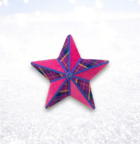 PRE-ORDER 15&quot; Purple Plaid Star Christmas Decor *SHIPS 8/2025* NEW 2025