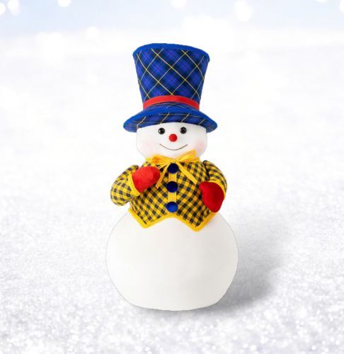 PRE-ORDER 25&quot; Yellow Plaid Snowman Christmas Decor *SHIPS 8/2025* NEW 2025