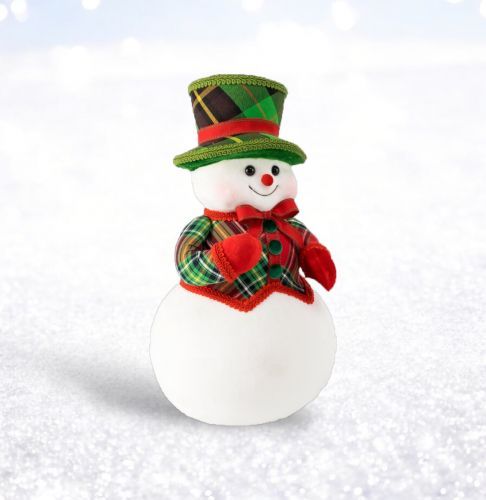 PRE-ORDER 15&quot; Green Plaid Snowman Christmas Decor *SHIPS 8/2025* NEW 2025