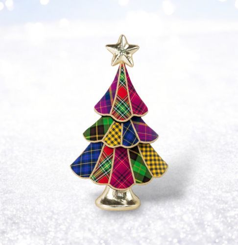 PRE-ORDER 27&quot; Multi Color Tartan Plaid Tree Christmas Decor *SHIPS 8/2025* NEW 2025