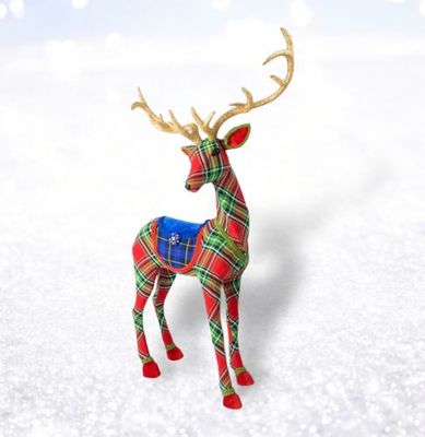 PRE-ORDER 29.5&quot; RED/GREEN Plaid Deer Christmas Decor *SHIPS 8/2025* NEW 2025