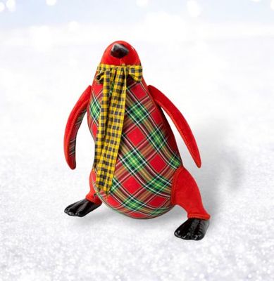 PRE-ORDER 20&quot; Red Plaid Penguin Christmas Decor *SHIPS 8/2025* NEW 2025