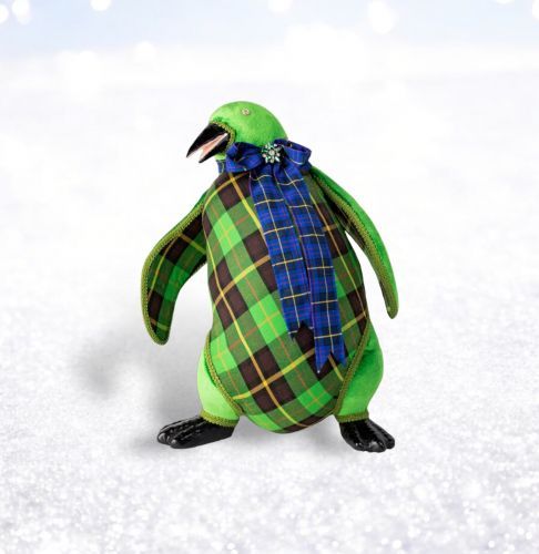 PRE-ORDER 20&quot; Green Plaid Penguin Christmas Decor *SHIPS 8/2025* NEW 2025