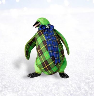 PRE-ORDER 20&quot; Green Plaid Penguin Christmas Decor *SHIPS 8/2025* NEW 2025