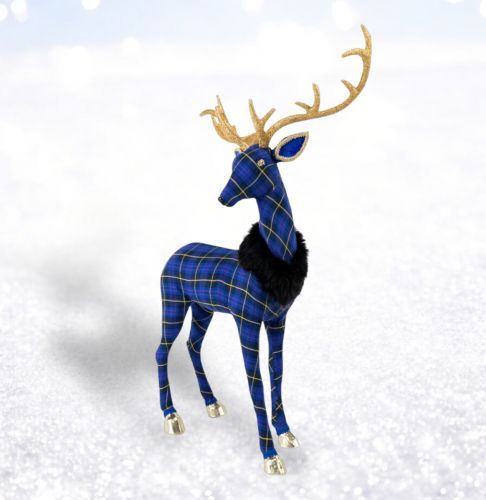 PRE-ORDER 29.5&quot; Blue Plaid Deer Christmas Decor *SHIPS 8/2025* NEW 2025