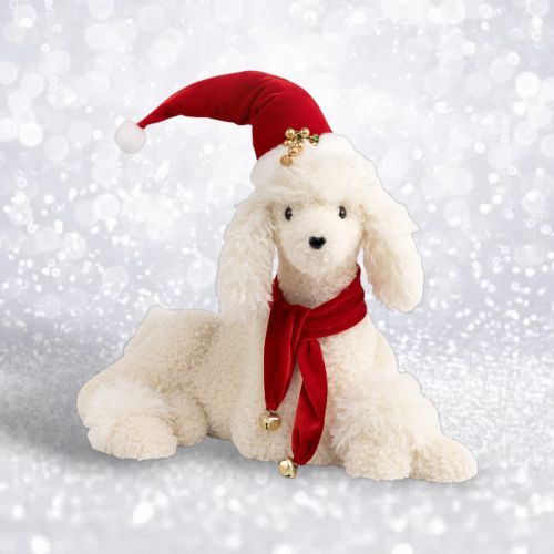PRE-ORDER 21&quot; Poodle Laying Christmas Decor *SHIPS 8/2025* NEW 2025