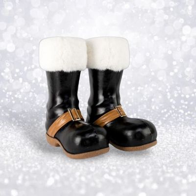 PRE-ORDER 16&quot; Black Santa Boots Christmas Decor *SHIPS 8/2025* NEW 2025