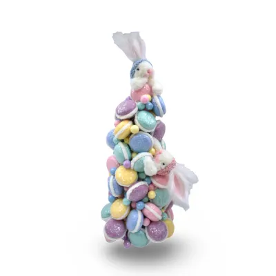FOAM FABRIC MACARON TREE WITH BUNNIES 21&quot; Easter Decor  NEW 2025