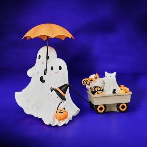 PRE-ORDER Ghost Couple Pulling Cart Halloween Decor *SHIPS 7/2025* NEW 2025