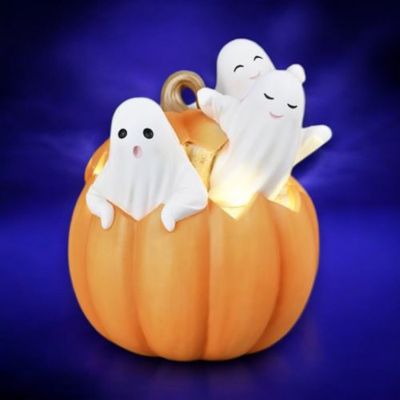 PRE-ORDER 15&quot; Ghost Trio With LED Pumpkin Halloween Decor *SHIPS 7/2025* NEW 2025
