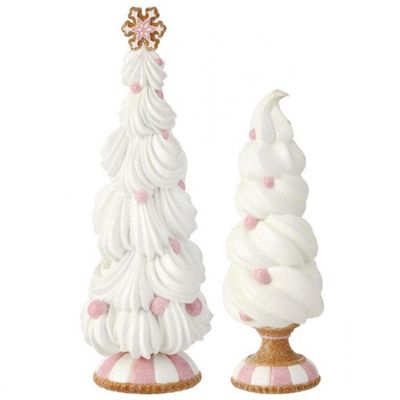 PRE-ORDER 11-14&quot; RESIN ELEGANT FROSTING TREES SET OF 2 Christmas Decor *SHIPS 9/2025* NEW 2025
