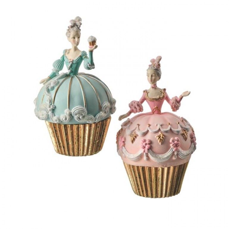 PRE-ORDER 6&quot; RESIN CUPCAKES LADIES SET OF 2 Christmas Decor *SHIPS 9/2025* NEW 2025