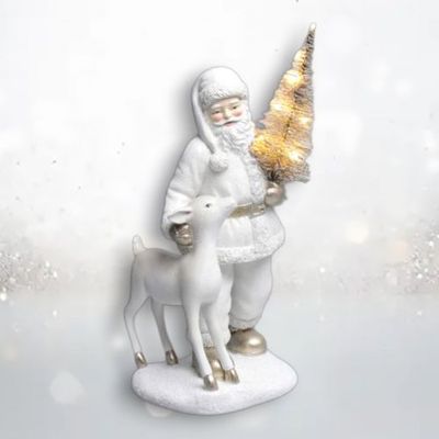 12&quot; LED Santa With Tree Christmas Decor *SHIPS WITHIN 10 DAYS* NEW 2025