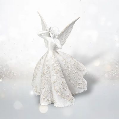 15&quot; White Angel Left Side Christmas Decor *SHIPS WITHIN 10 DAYS* NEW 2025