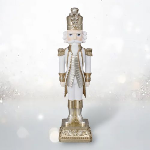 PRE-ORDER 18&quot; White/Gold Nutcracker Christmas Decor *SHIPS 8/2025* NEW 2025