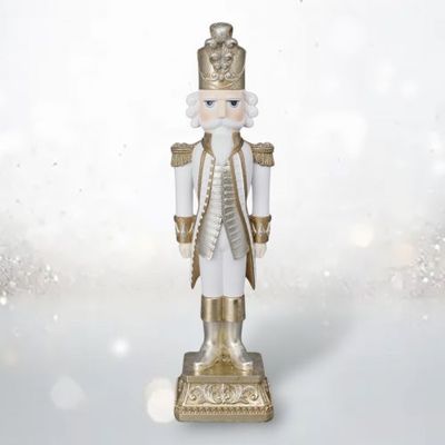 18&quot; White/Gold Nutcracker Christmas Decor *SHIPS WITHIN 10 DAYS* NEW 2025