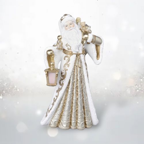 PRE-ORDER 18&quot; White/Gold Santa Christmas Decor *SHIPS 8/2025* NEW 2025