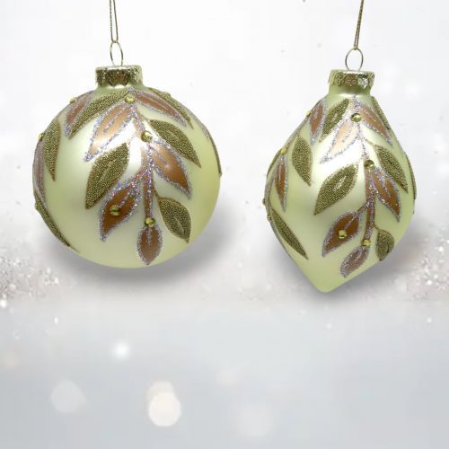 PRE-ORDER Gold Leaves Ornament Set Of 2 Christmas Decor *SHIPS 8/2025* NEW 2025