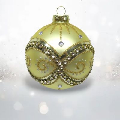 PRE-ORDER 4&quot; Gold With Pattern Jewels Ornament Christmas Decor *SHIPS 8/2025* NEW 2025