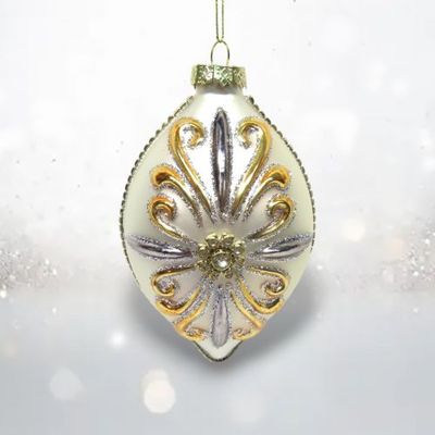 Silver/Gold Finial Design Ornaments Set Of 2 Christmas Decor *SHIPS WITHIN 10 DAYS* NEW 2025