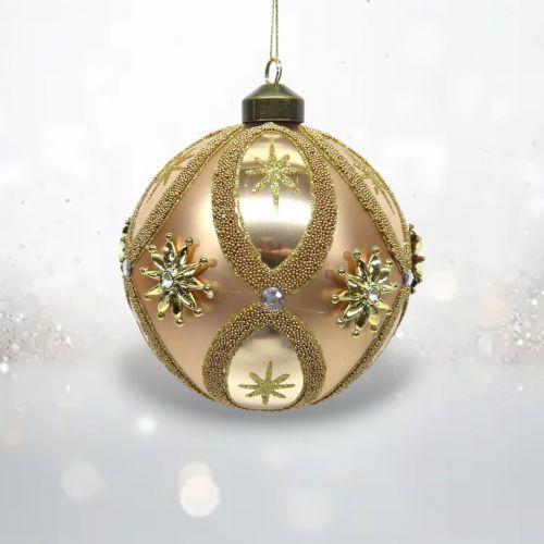 PRE-ORDER 4.25&quot; Glass Gold Ball With Jewels Ornament Christmas Decor *SHIPS 8/2025* NEW 2025