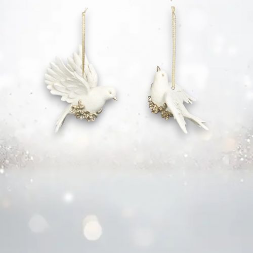 PRE-ORDER White Doves Ornament Set Of 2 Christmas Decor *SHIPS 8/2025* NEW 2025