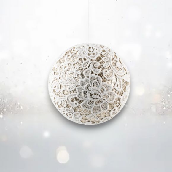 PRE-ORDER 8&quot; Winter Lace Ball Ornament Christmas Decor *SHIPS 8/2025* NEW 2025