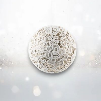 8&quot; Winter Lace Ball Ornaments Set Of 2 Christmas Decor *SHIPS WITHIN 10 DAYS* NEW 2025