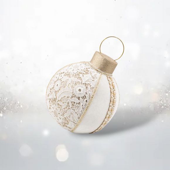 PRE-ORDER 12&quot; Winter Lace Bauble Christmas Decor *SHIPS 8/2025* NEW 2025