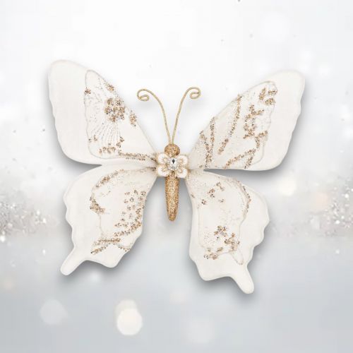 PRE-ORDER 10.5&quot; Winter Lace White Butterfly Christmas Decor *SHIPS 8/2025* NEW 2025