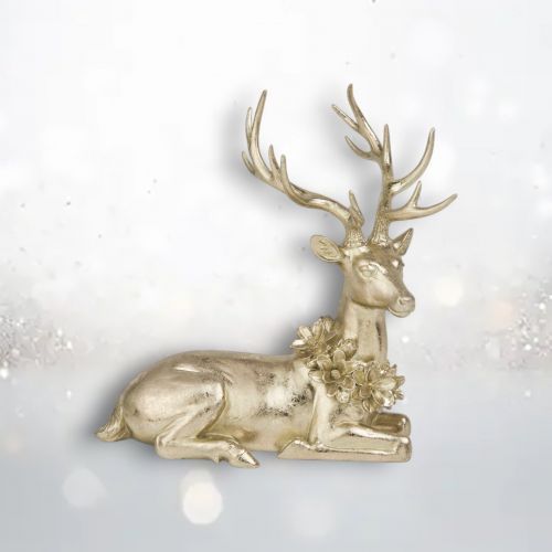 PRE-ORDER 15.5&quot; Gold Deer Standing Christmas Decor *SHIPS 8/2025* NEW 2025