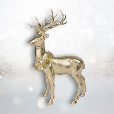 15.5&quot; Gold Deer Standing Christmas Decor *SHIPS WITHIN 10 DAYS* NEW 2025