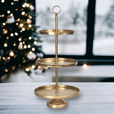 PRE-ORDER 30&quot; Gold Tiered Dessert Tray Christmas Decor *SHIPS 8/2025* NEW 2025