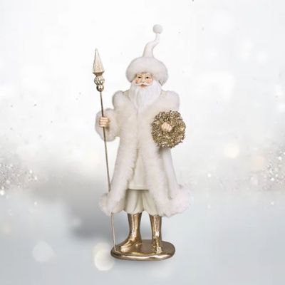 15&quot; Winter Floral Santa With Staff Christmas Decor *SHIPS WITHIN 10 DAYS* NEW 2025