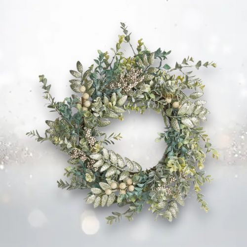 PRE-ORDER 19&quot; Winter Floral Wreath Christmas Decor *SHIPS 8/2025* NEW 2025