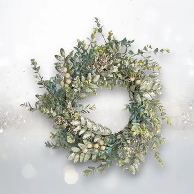 PRE-ORDER 19&quot; Winter Floral Wreath Christmas Decor *SHIPS 8/2025* NEW 2025