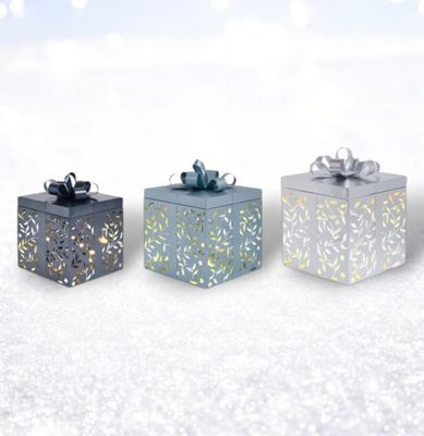 PRE-ORDER 13.5&quot; Set Of 3 Gift Boxes Christmas Decor *SHIPS 8/2025* NEW 2025