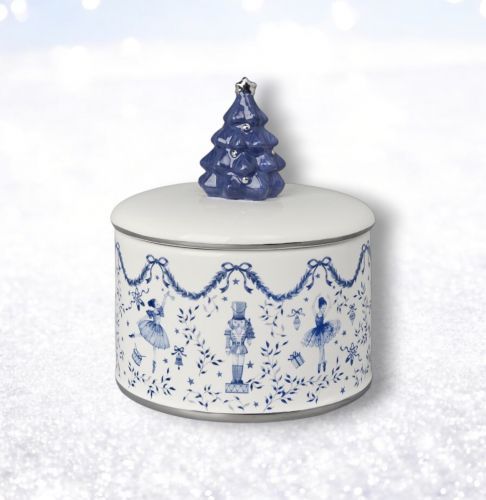 PRE-ORDER 7.5&quot; Blue Tree Covered Dish Christmas Decor *SHIPS 8/2025* NEW 2025
